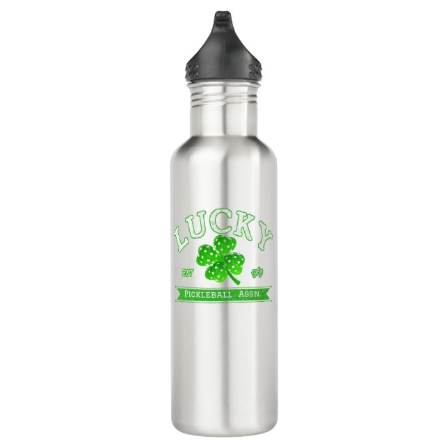 Pickle Ball Gift Lucky Pickleball 4 Leaf Clover 710 Ml Water Bottle (Right)