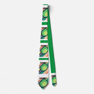Pickle ball neck tie mens paddle green blue