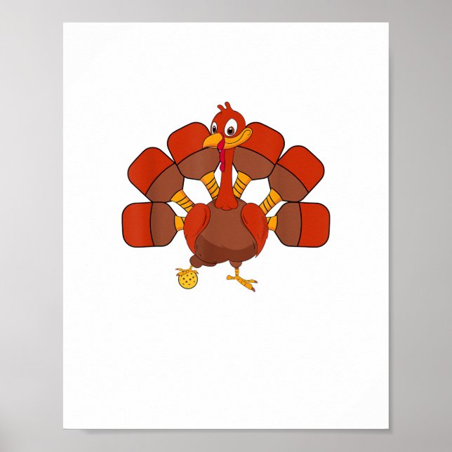 Pickle Ball Player Thanksgiving Paddleball Turkey  Poster (Front)