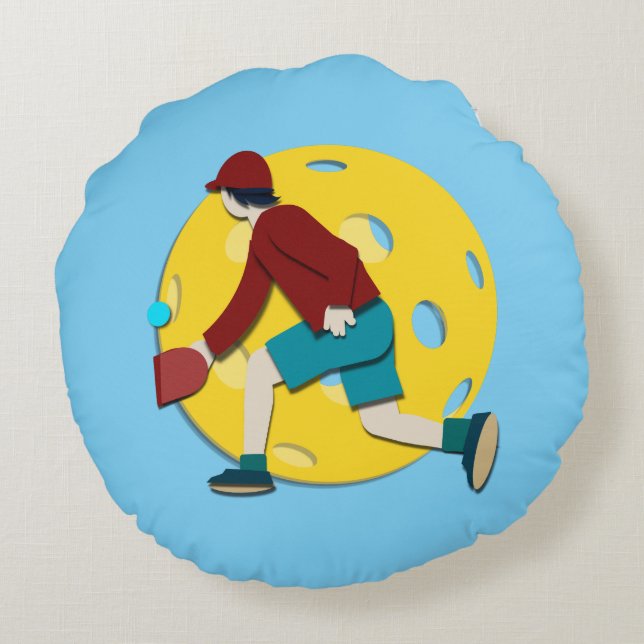 Pickle Ball Round Pillow (Back)
