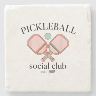 Pickle Ball Social Club EST 1965 Men Women Stone Coaster