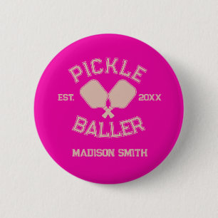 Pickle Baller Pickleball Collegiate Typography 2 Inch Round Button