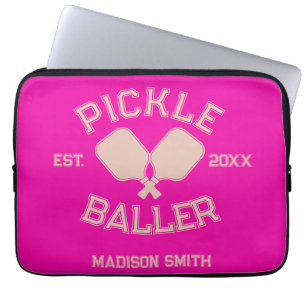 Pickle Baller Pickleball Collegiate Typography Laptop Sleeve