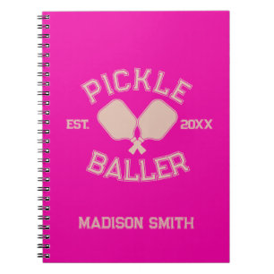 Pickle Baller Pickleball Collegiate Typography Notebook