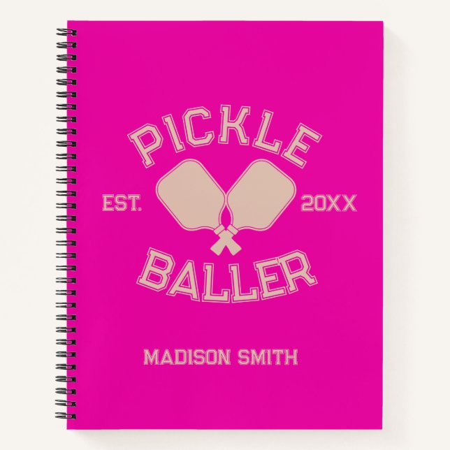 Pickle Baller Pickleball Collegiate Typography Notebook (Front)