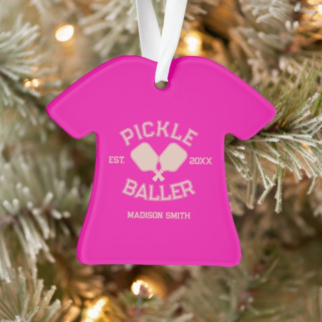 Pickle Baller Pickleball Collegiate Typography Ornament (Tree)