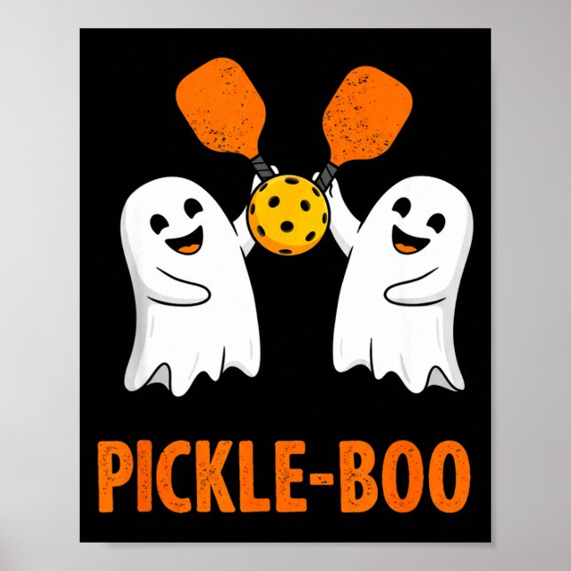 Pickle-boo funny ghost halloween pickleball  poster (Front)