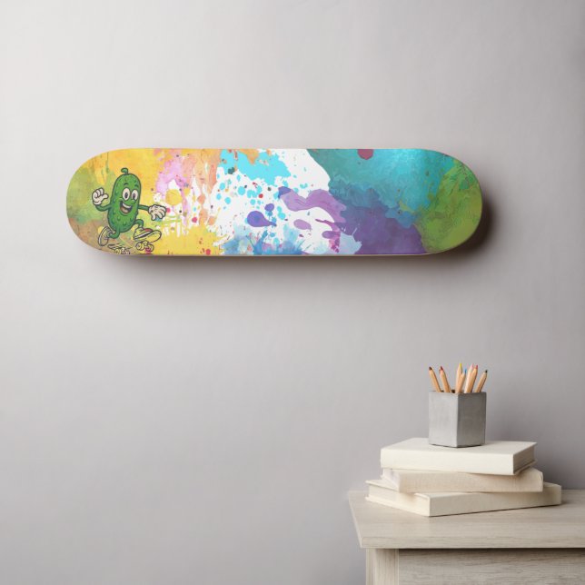 Pickle Cartoon Paint Splatter Colourful Skateboard (Wall Art (Horz))