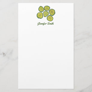 Pickle Chips Green Dill Sweet Pickles Personalized Stationery