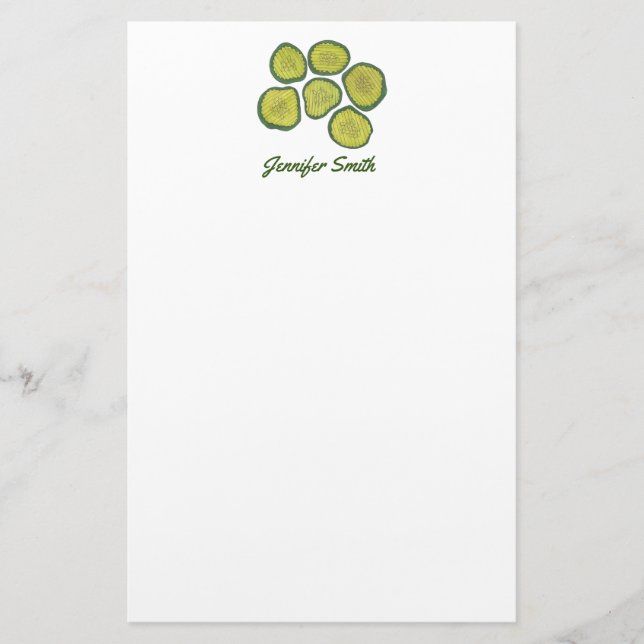Pickle Chips Green Dill Sweet Pickles Personalized Stationery (Front)