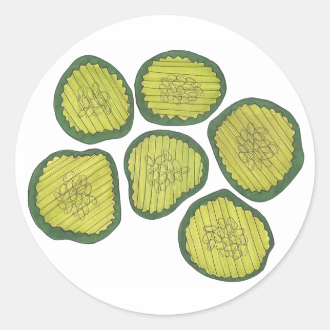 Pickle Chips Green Kosher Dill Pickle Chip Foodie Classic Round Sticker (Front)