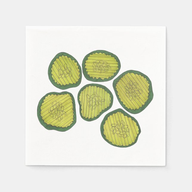 Pickle Chips Sweet Pickles Food Kosher Dill Print Napkin (Front)