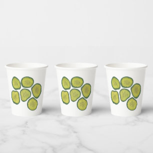 Pickle Chips Sweet Pickles Food Kosher Dill Print Paper Cups