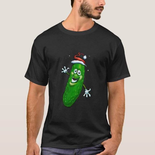 Pickle Christmas Lights happy dancing dill pickle  T-Shirt (Front)