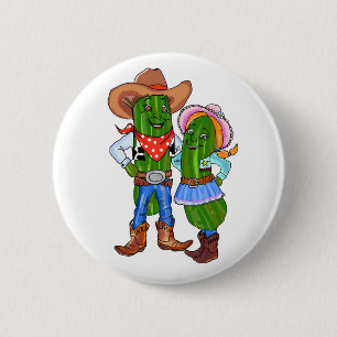 Pickle Cowboy, Gherkin Cowgirl, Dill Cucumber West 2 Inch Round Button