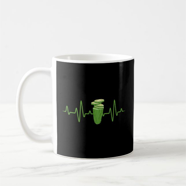 Pickle Cucumber Heartbeat Veggie Pickle Coffee Mug (Left)