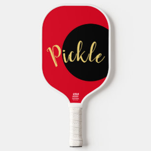 PICKLE Fun Festive Bright Red Black Colour Block Pickleball Paddle