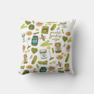 Pickle Girlies Rise Cute Pickle Pattern   Funny Pi Throw Pillow