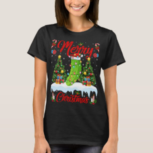 Pickle Lover Christmas Lighting Santa Hat Pickle C T-Shirt