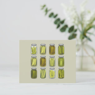 Pickle Lover Vintage Canned Pickles Jar Christmas Holiday Postcard