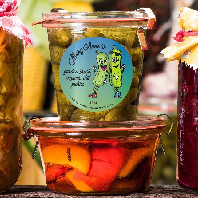 Pickle Pals Drôle Cartoon Pickles Étiquette (Créateur téléchargé)