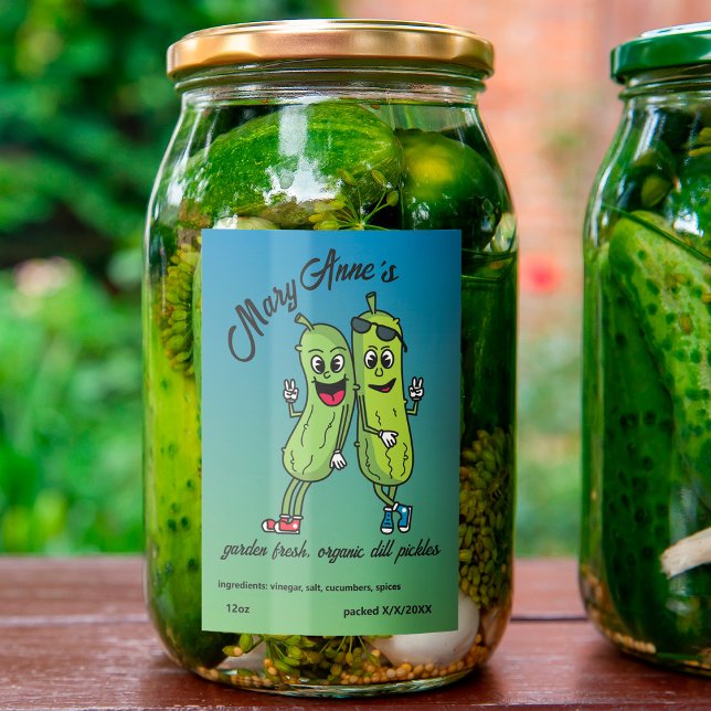 Pickle Pals Drôle Cartoon Pickles Étiquette alimen (Créateur téléchargé)