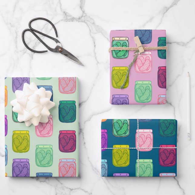 Pickle Party Fun Playful Bold Colourful Rainbow Wrapping Paper Sheet (Front)