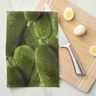 Pickle Pattern Fresh Green Cucumber Pickles Kitchen Towel