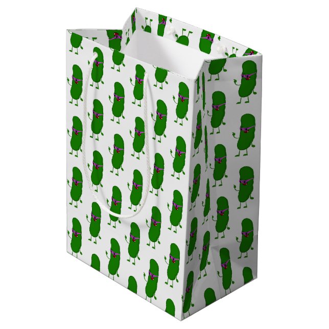 Pickle Person With Glasses Medium Gift Bag (Back Angled)