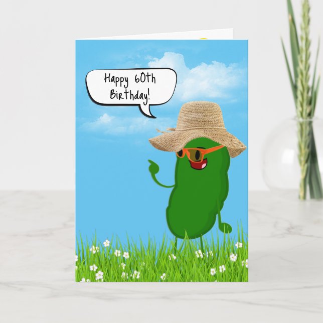 Pickle Person With Hat for 60th Birthday Card (Front)
