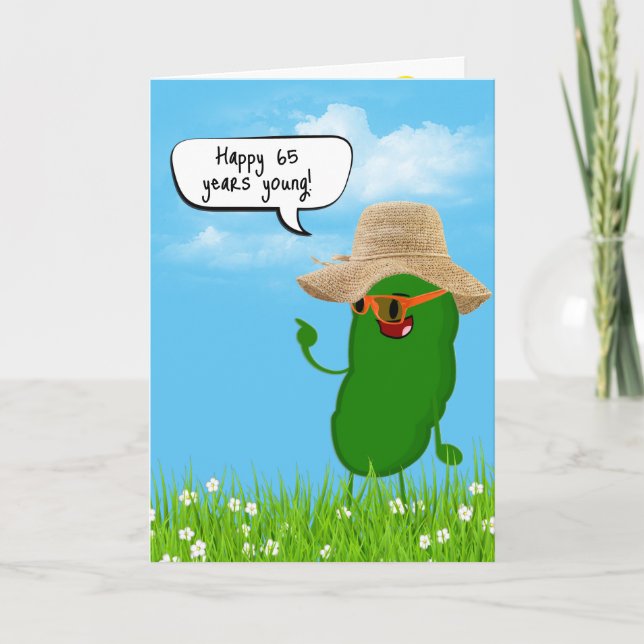 Pickle Person With Hat for 65th Birthday Card (Front)