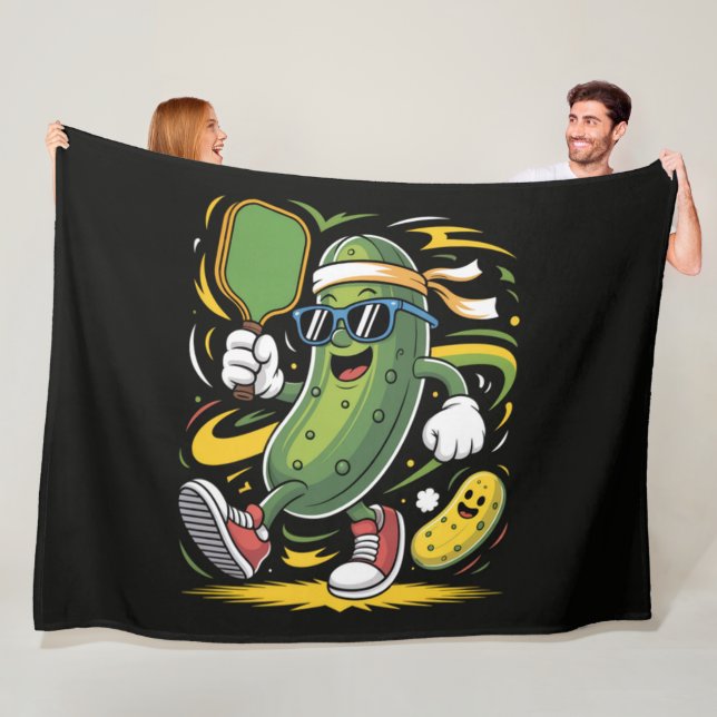 Pickle Playing Pickleball Fleece Blanket (In Situ)