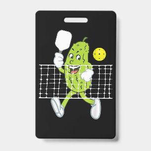 Pickle Playing Pickleball - Funny Pickleball Paddl Badge