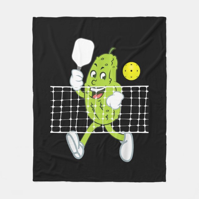 Pickle Playing Pickleball - Funny Pickleball Paddl Fleece Blanket (Front)