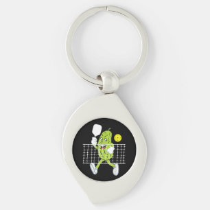 Pickle Playing Pickleball - Funny Pickleball Paddl Keychain