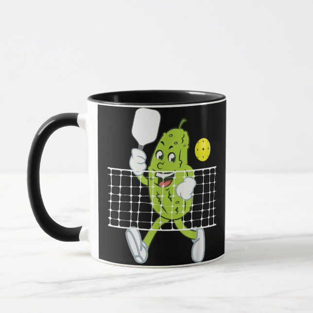 Pickle Playing Pickleball - Funny Pickleball Paddl Mug (Left)
