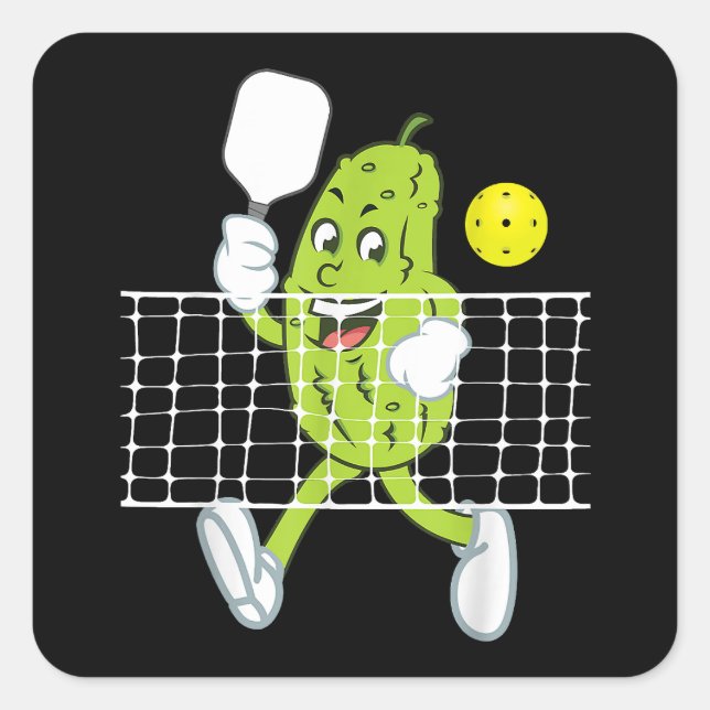 Pickle Playing Pickleball - Funny Pickleball Paddl Square Sticker (Front)
