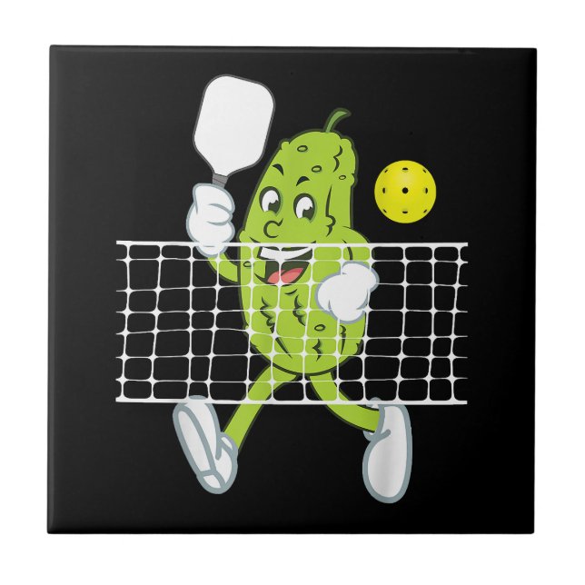 Pickle Playing Pickleball - Funny Pickleball Paddl Tile (Front)