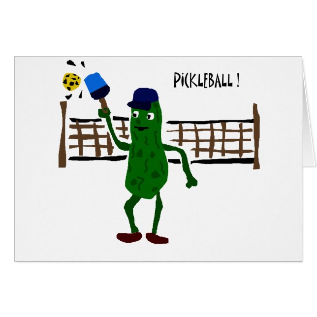 Pickle Playing Pickleball Primitive Art (Front Horizontal)