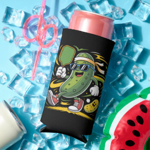 Pickle Playing Pickleball Seltzer Can Cooler