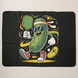 Pickle Playing Pickleball Sherpa Blanket