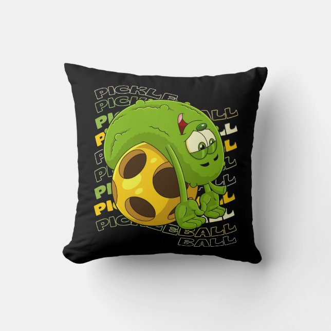 Pickle Power! Cute Pickleball Kids Throw Pillow (Front)