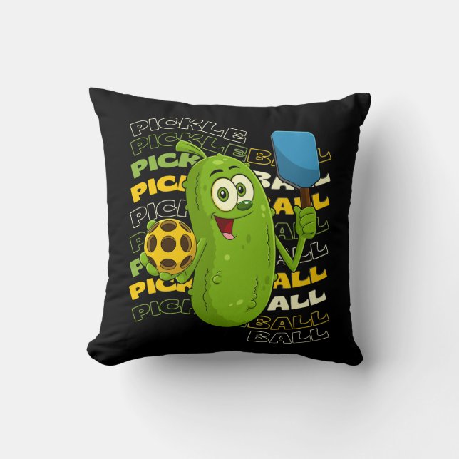 Pickle Power! Cute Pickleball Kids Throw Pillow (Front)