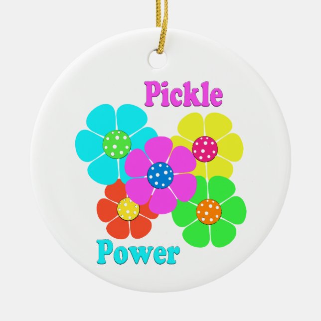 Pickle Power Pickleball  Ceramic Ornament (Front)