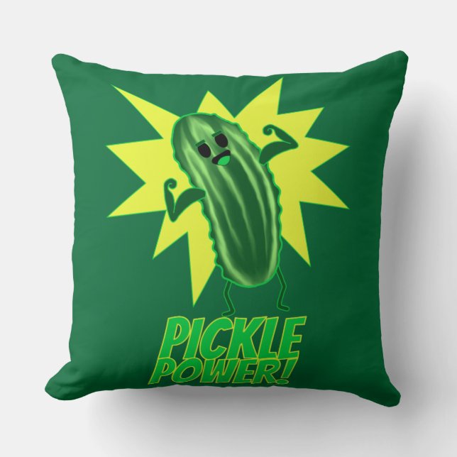 Pickle Power! Throw Pillow (Front)