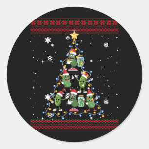Pickle Santa Xmas Tree Hat Pickle Fruit Christmas  Classic Round Sticker