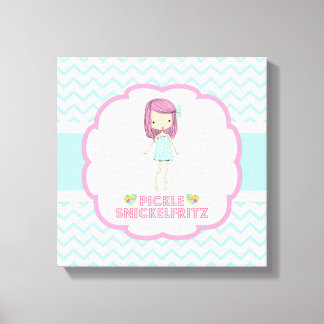 Pickle Snickelfritz 12x12 Canvas - Teal Chevron