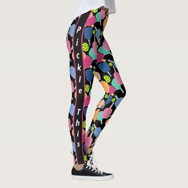 Pickle This Colourful Black Pickleball Leggings (Right)