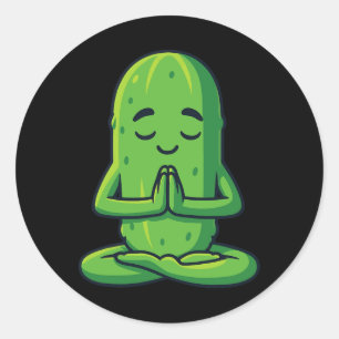 Pickle Yoga Meditation  Classic Round Sticker