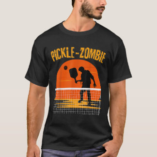 Pickle Zombie Zombie Playing Pickleball Halloween T-Shirt